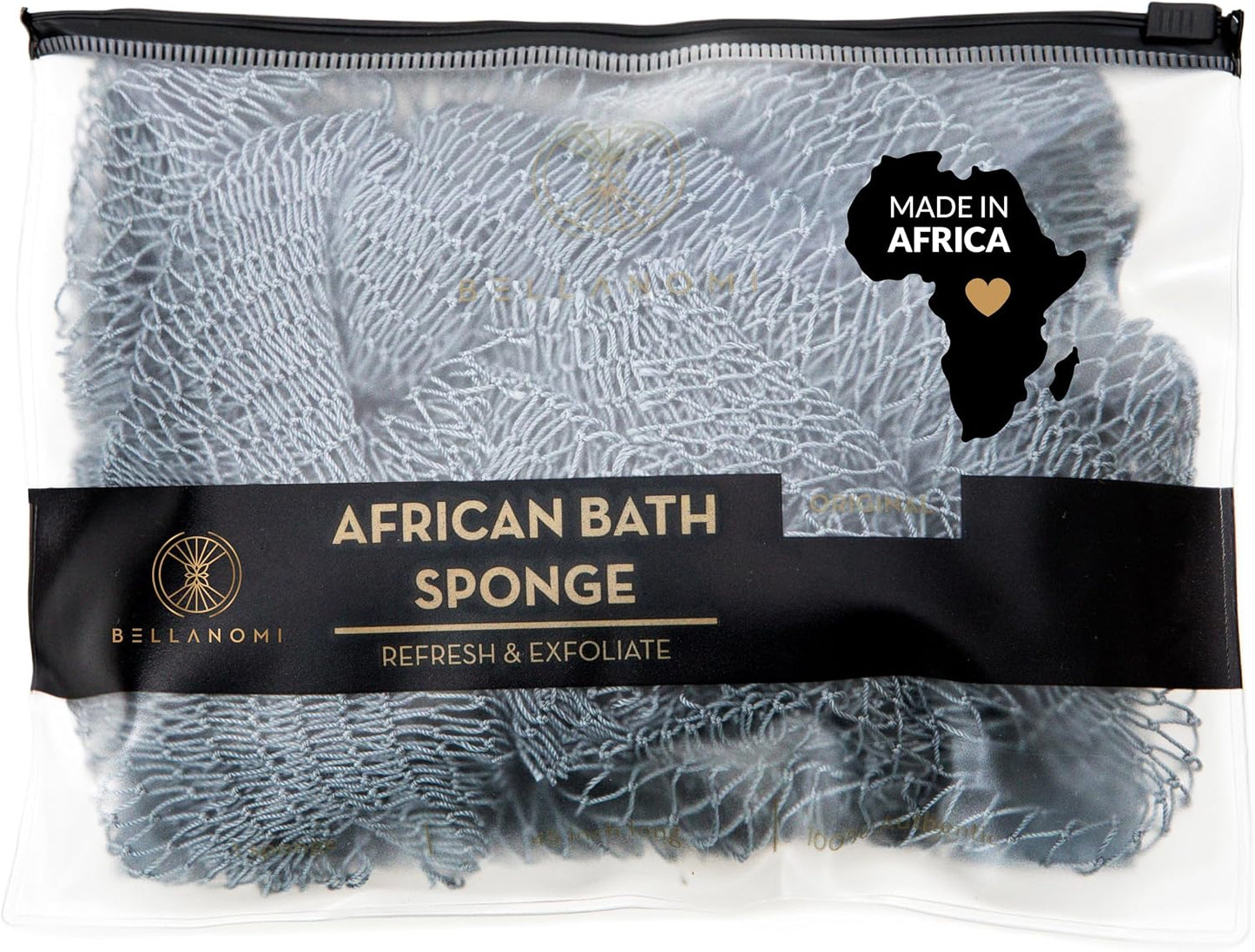 African Exfoliating Net Sponge, Authentic, Ethically Sourced from Nigeria, 45 Inches Long, Back Scrubber for Daily Use (Slate)