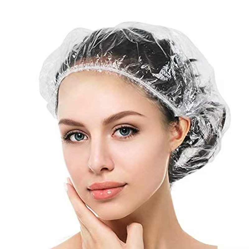 Hotel Travel Extra Large Bath Caps Plastic Clear Hair Cap Waterproof Biodegradable Disposable Shower Cap for Women Waterproof
