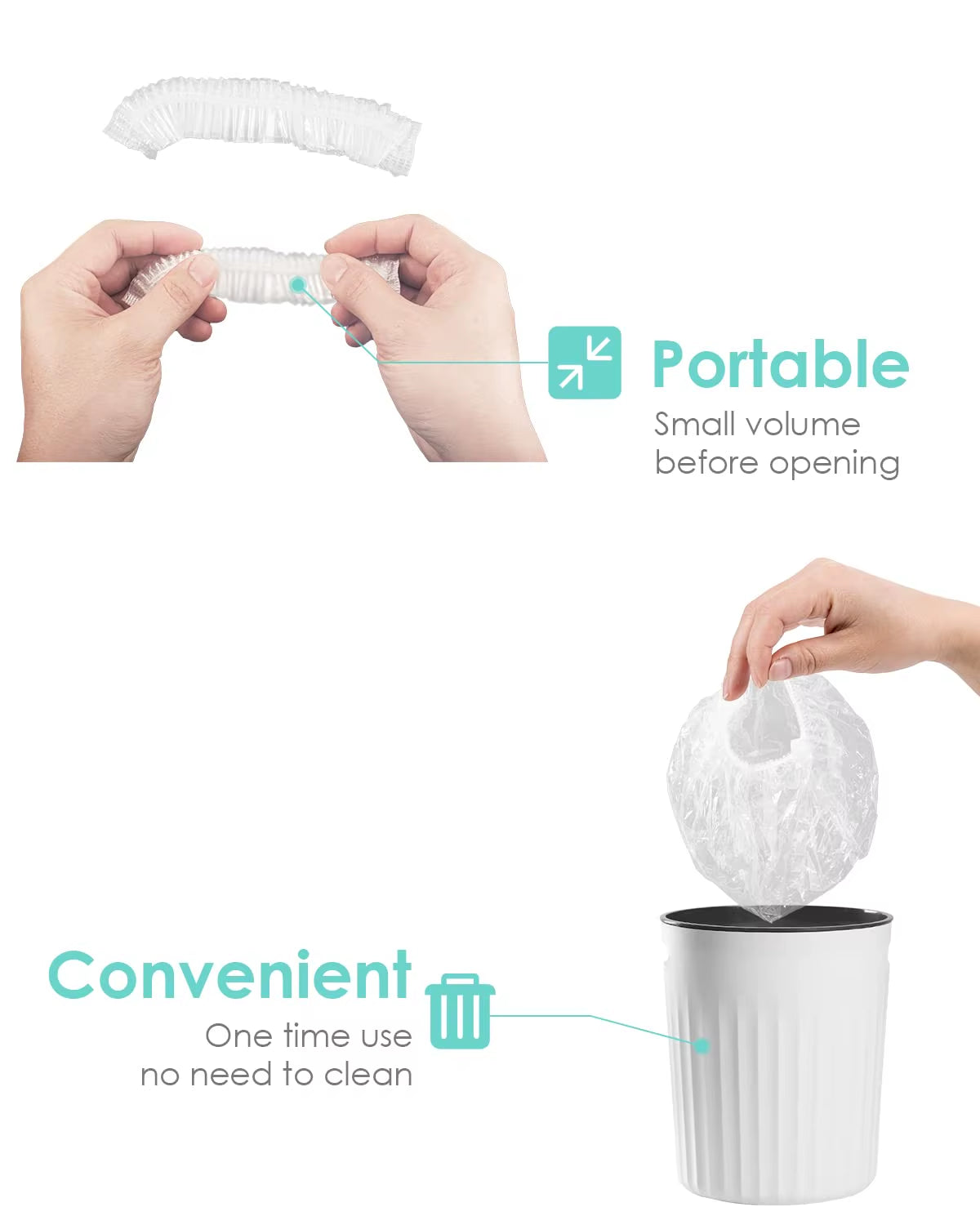 Hotel Travel Extra Large Bath Caps Plastic Clear Hair Cap Waterproof Biodegradable Disposable Shower Cap for Women Waterproof