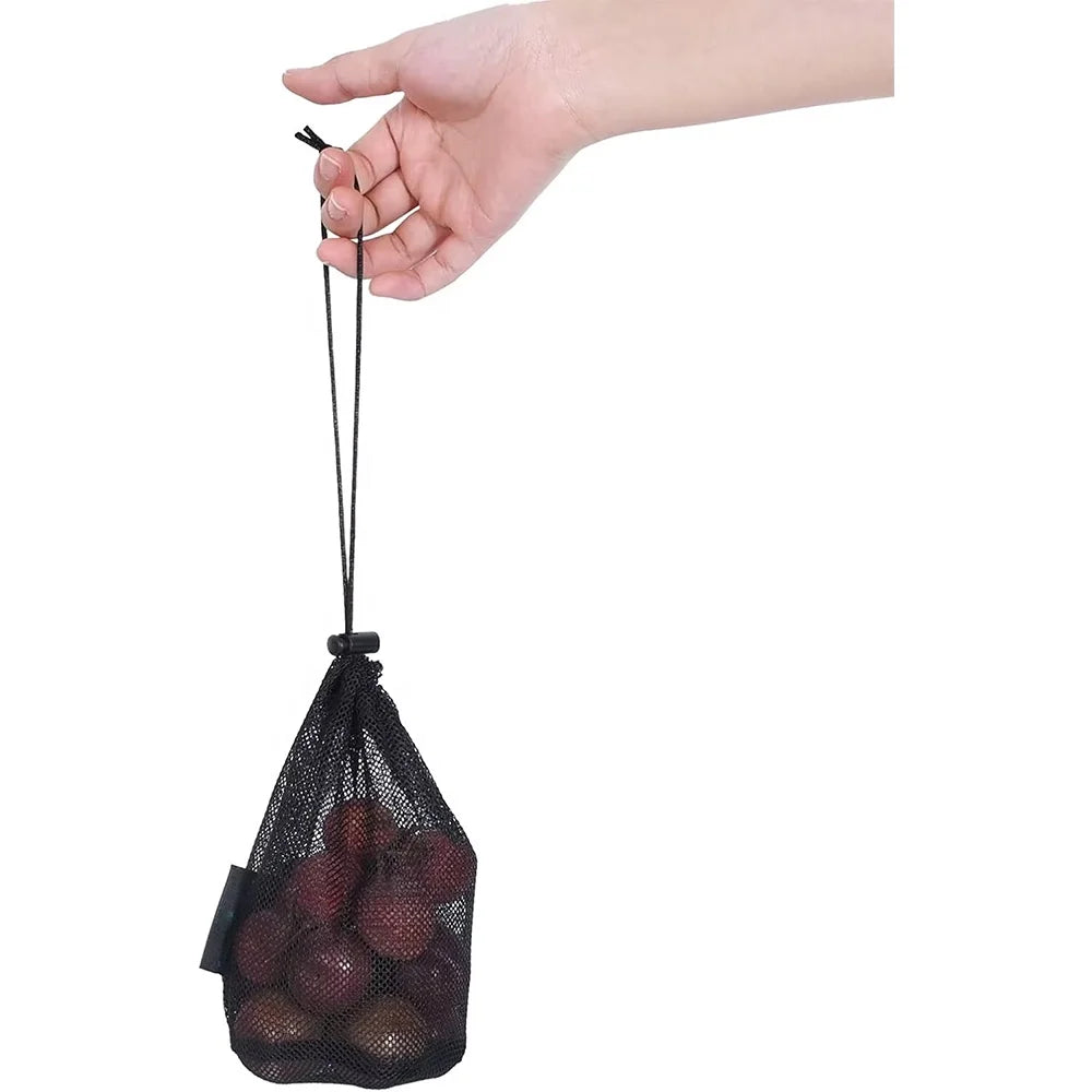 Durable Nylon Mesh Drawstring Bag Cutlery Bottle Pot Pan Kettle Storage Ditty Bag for Travel Stuff Sack