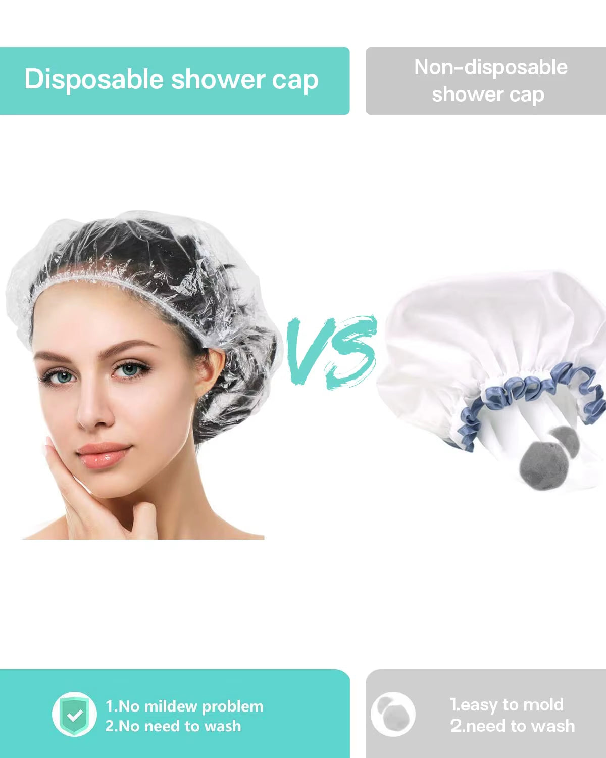Hotel Travel Extra Large Bath Caps Plastic Clear Hair Cap Waterproof Biodegradable Disposable Shower Cap for Women Waterproof
