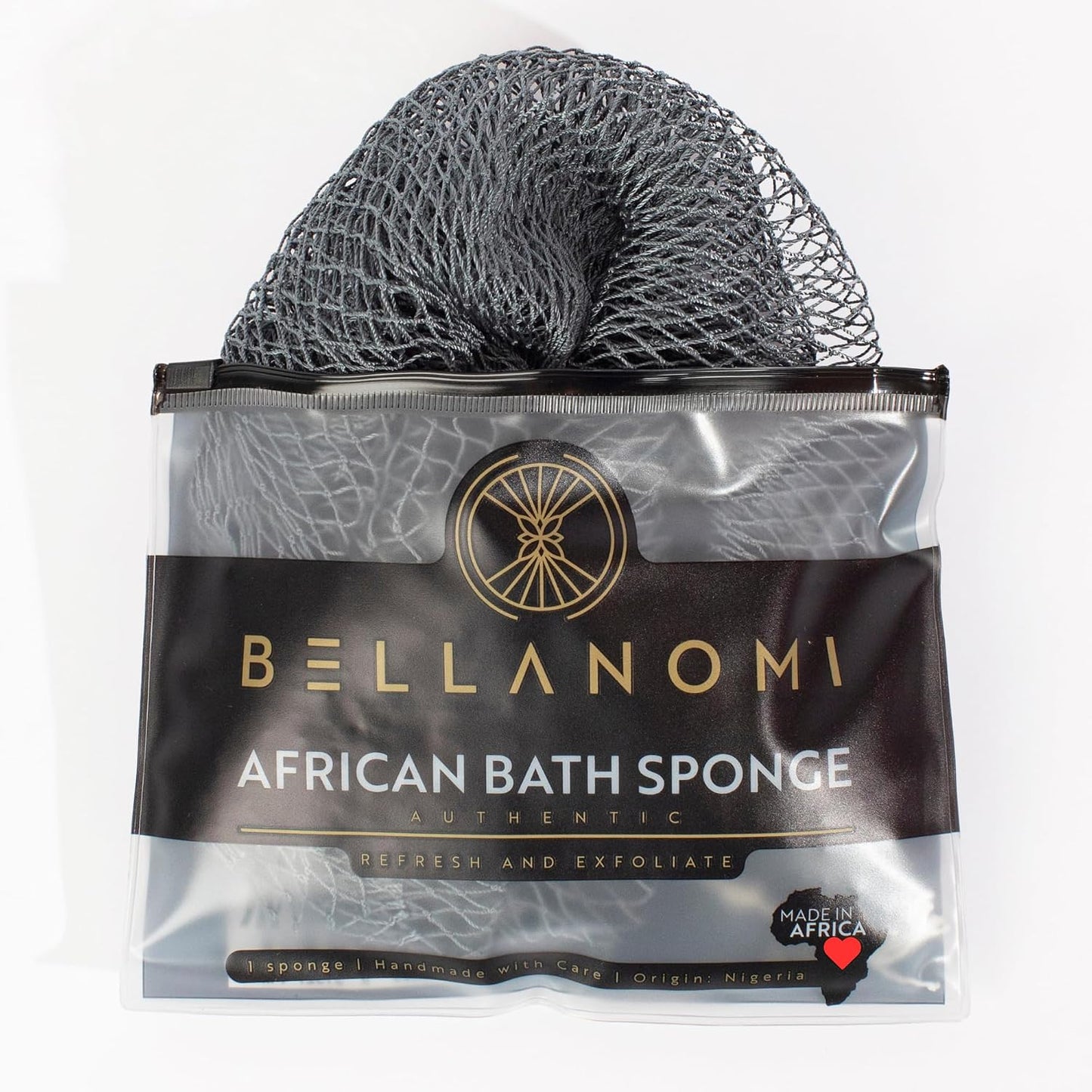 African Exfoliating Net Sponge, Authentic, Ethically Sourced from Nigeria, 45 Inches Long, Back Scrubber for Daily Use (Slate)